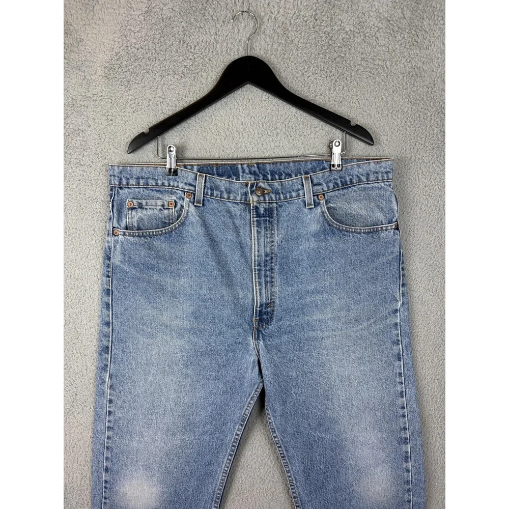 VTG Levis 505 Jeans Mens 42x27 Blue Light Wash Regular Straight Denim Made USA